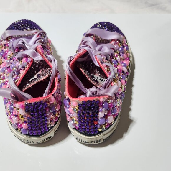 Custom Bling Converse All Star – Girls Size 2 - Picture 2 of 7